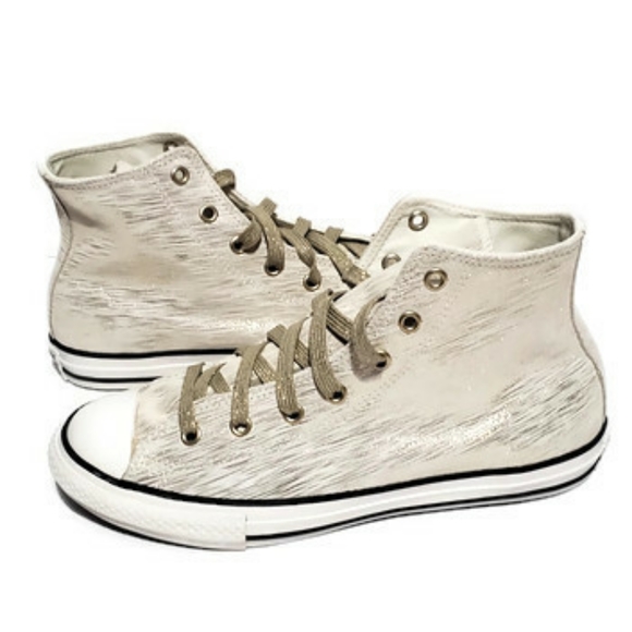 Converse Beige Shimmery High Tops - Picture 2 of 5